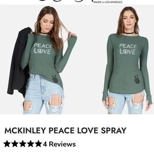 Lauren Moshi McKinley Peace Love Spray Top - Dark Green